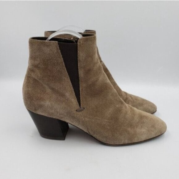 Aquatalia Tan Suede Ankle Boots Size 6.5 Side Zip Neutral - Picture 5 of 16